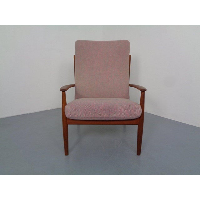 Beige Set of Teak High-Back Chair and Ottoman by Grete Jalk for France & Son, Denmark, 1960s For Sale - Image 8 of 18