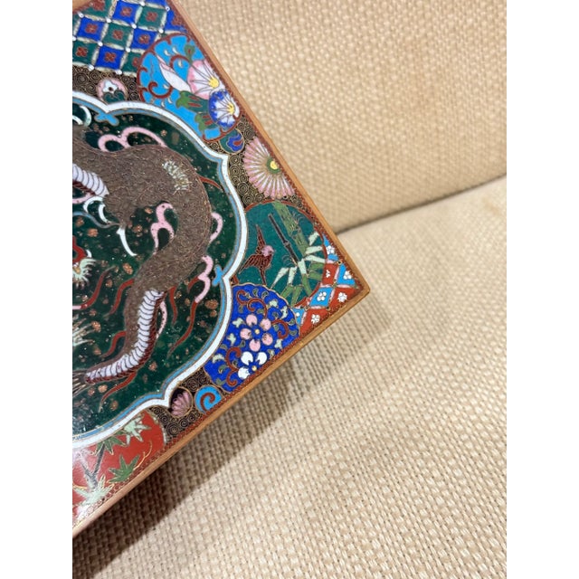 Metal Japanese Cloisonne Enamel Dragon Trinket Box Attributed to Inaba, Meiji For Sale - Image 7 of 11