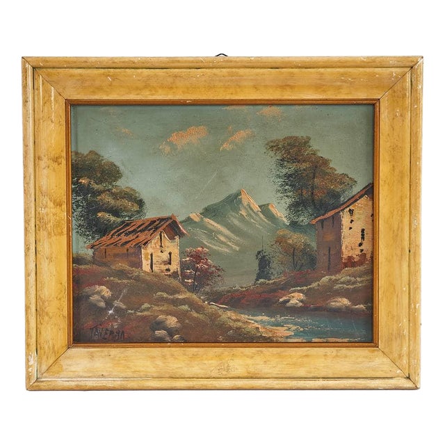 Gaudenz Taverna, Mountain Landscape, Painting on Panel For Sale