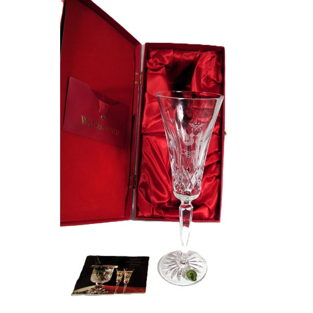Art Deco Vintage #2 Waterford Crystal "12 Days of Christmas" Flute Glass "Two Turtle Doves" For Sale - Image 3 of 15