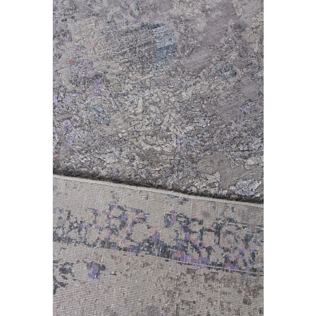 Charcoal Jordan Charcoal/Purple hand knotted Wool/Viscose/Cotton Rug - 8'x10' For Sale - Image 8 of 9