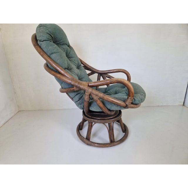 Vintage Bamboo Rattan Swivel Armchair, 1970s, in Very Good conditions. Designed 1970 to 1979