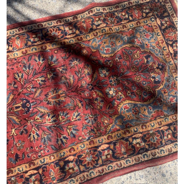 Textile 1920s, Handmade Antique Persian Sarouk Prayer Rug 2.1' X 4.3' For Sale - Image 7 of 9