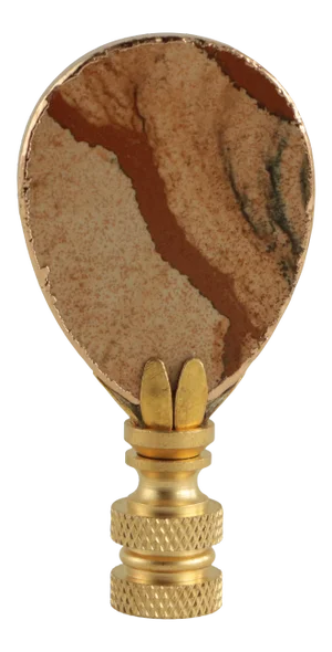 Gilded Picture Jasper Lamp Finial on Brass