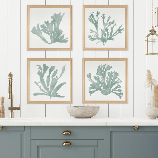 Kenneth Ludwig Chicago Coral Silhouettes In Soft Green, Set Of 4 For Sale - Image 4 of 4