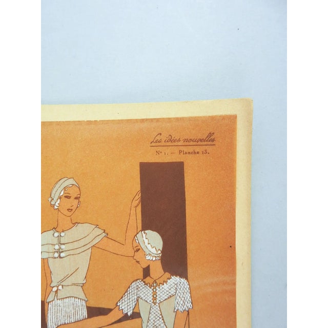 Art Deco Circa 1930's French Fashion Pochoir Print For Sale - Image 3 of 6