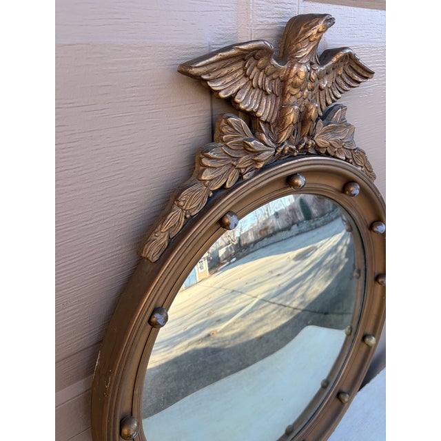 American Federal Giltwood Eagle Bullseye Convex Mirror For Sale - Image 10 of 15
