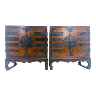Mid Century, Vintage Pair of Japanese Style, Nightstands/Side Tables. For Sale