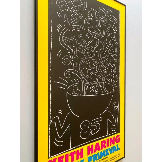 Black Keith Haring Vintage 1990 Lithograph Print Framed Large Pop Art Exhibition Poster " Untitled " 1985 For Sale - Image 8 of 15
