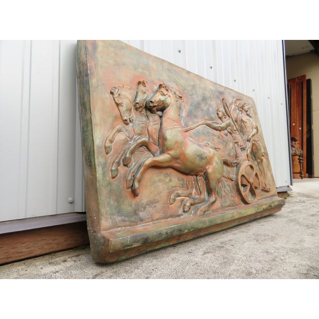 Tan Large Mid Century Architectural Quadriga Victory Nike Greek Roman 40x25 Wall Art Sculpture ~ True Vintage ~ Commercial Size / Scale For Sale - Image 8 of 15