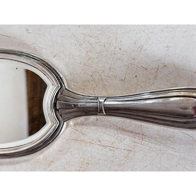 Art Deco Silver Beveled Hand Mirror, France, 1940s For Sale - Image 3 of 10