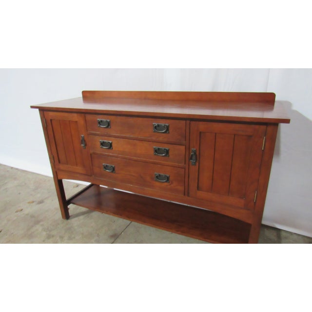 Mission 1980s Pennsylvania Mission Sideboard Oak Cabinet For Sale - Image 3 of 13