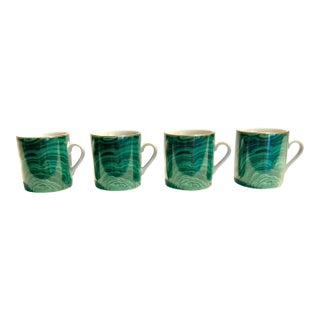 Mid 20th Century Mid Century Modern Japanese Porcelain Neiman Marcus Malachite Espresso Cups - A 4 Piece Set For Sale