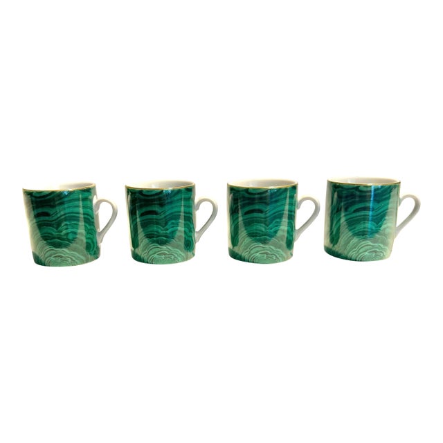 Mid 20th Century Mid Century Modern Japanese Porcelain Neiman Marcus Malachite Espresso Cups - A 4 Piece Set For Sale