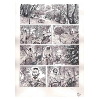 Vincenzo Bizzarri, Hunting and Brigands, Ink & Watercolor on Paper, 2015 For Sale