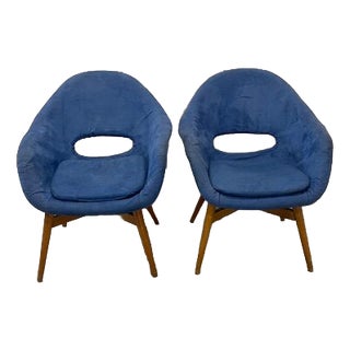 Vintage Blue Upholstery Chairs by Navratil, 1960 For Sale