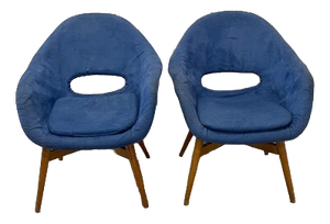 Vintage Blue Upholstery Chairs by Navratil, 1960, Set of 2