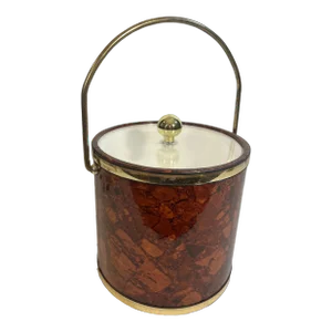 Vintage Mid-Century Kraftware Faux Tortoise Shell Ice Bucket