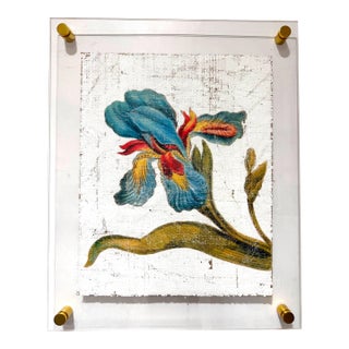 Turquoise Iris - Hand Textured Vintage Teal Iris For Sale