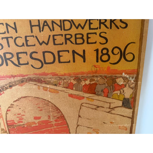 Art Nouveau Exhibition Poster of Saxony by Otto Fischer, Dresden, 1896 For Sale - Image 3 of 18
