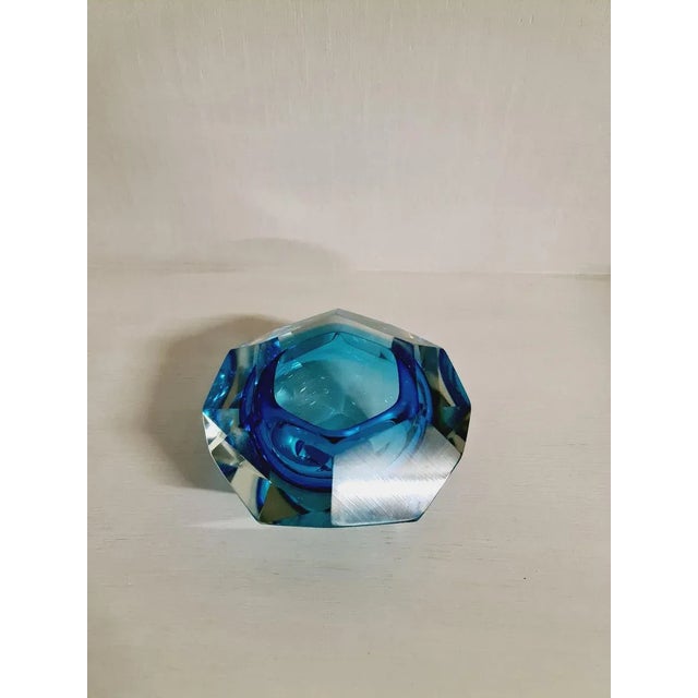 Mid-Century Blue Crystal Glass Bowl, 1960s, in Flawless conditions. Designed 1960 to 1969