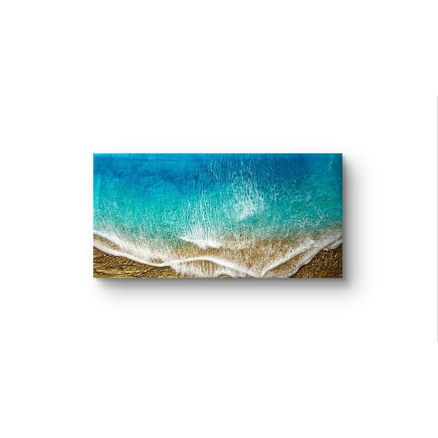 A Moment In Time by Ana Hefco | Mixed Media on wood panel Abstract ocean wave and sand scene For Sale - Image 4 of 5