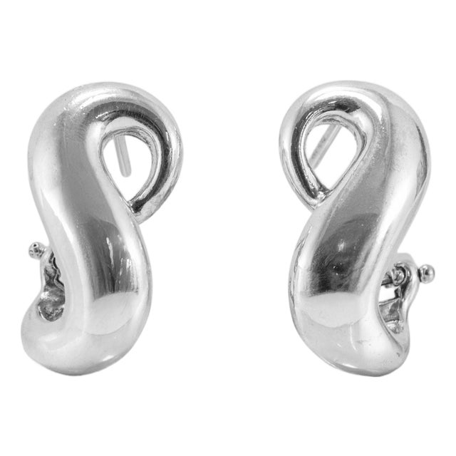 Tiffany & Co. Elsa Peretti Endless Infinity Silver Omega Back Clip on Earrings For Sale