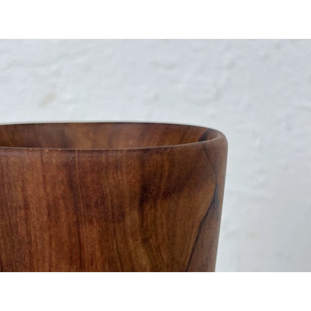 Vintage Hand-Turned Solid Teak Wood Cup For Sale In Detroit - Image 6 of 12