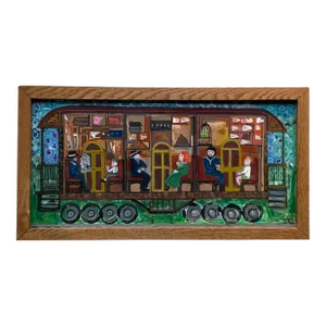 1980s Outsider Art: Framed Oil Painting