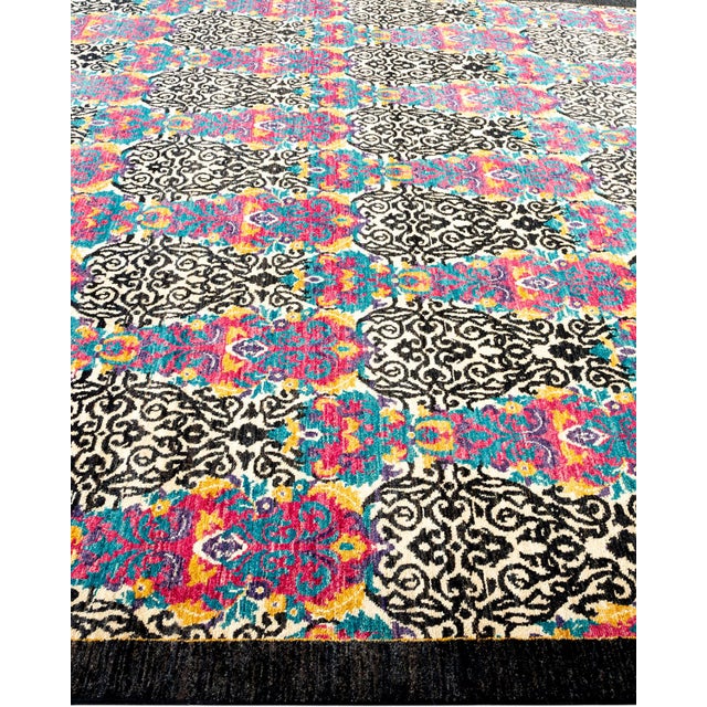 Solo Rugs Suzani Collection Hand-Knotted Area Rug - Black Collection 7' 10" x 8' 5" For Sale - Image 4 of 9