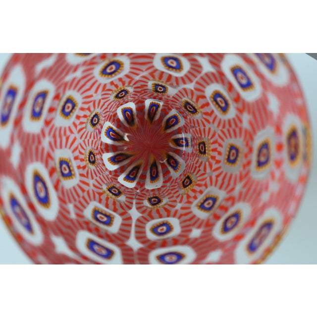 Early 21st Century Murano Murrine Glass Vase in Coral, Pink & Cobalt For Sale - Image 5 of 5