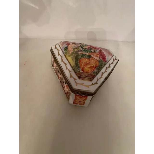 Orange Mid 19th Century Antique French Haviland Porcelain Jewelry Box For Sale - Image 8 of 11