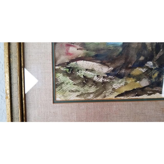 Blue 1963 Antonio Estrada Landscape Watercolor Painting For Sale - Image 8 of 12