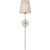 Metal Thomas O'Brien for Visual Comfort Signature Bryant 27" Cordless Tail Sconce in Polished Nickel with Linen Shade For Sale - Image 7 of 13
