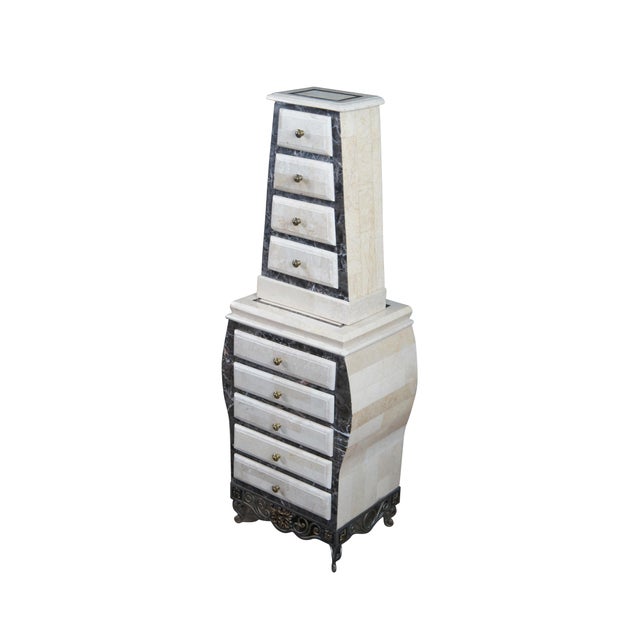 Late 20th Century Tessellated stone Jewelry Cabinet. A two piece unit that can be used as a stand alone or seperately....