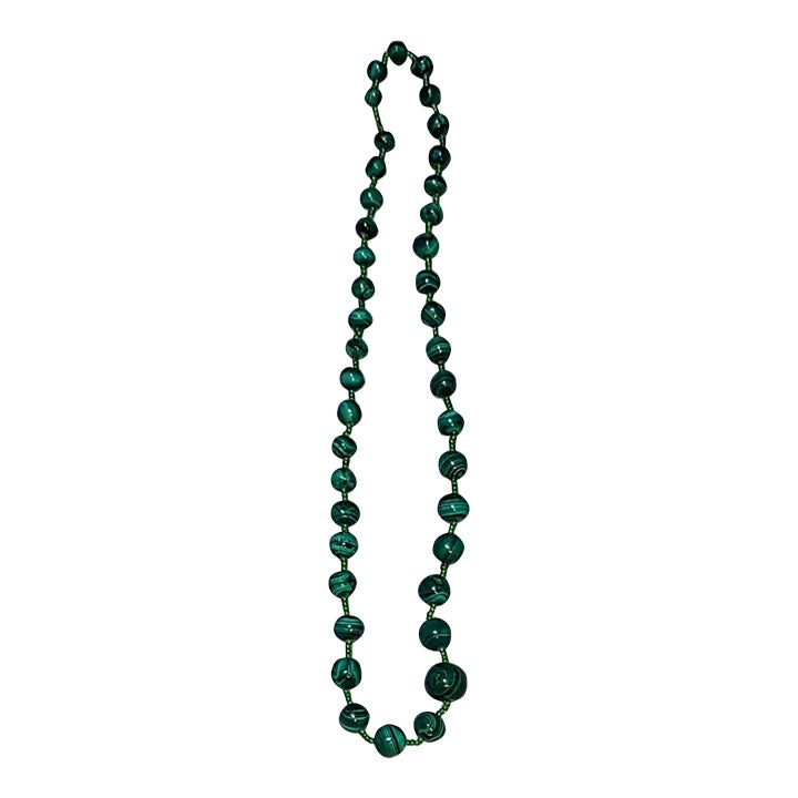 Gumdrop Beaded Necklace in Malachite