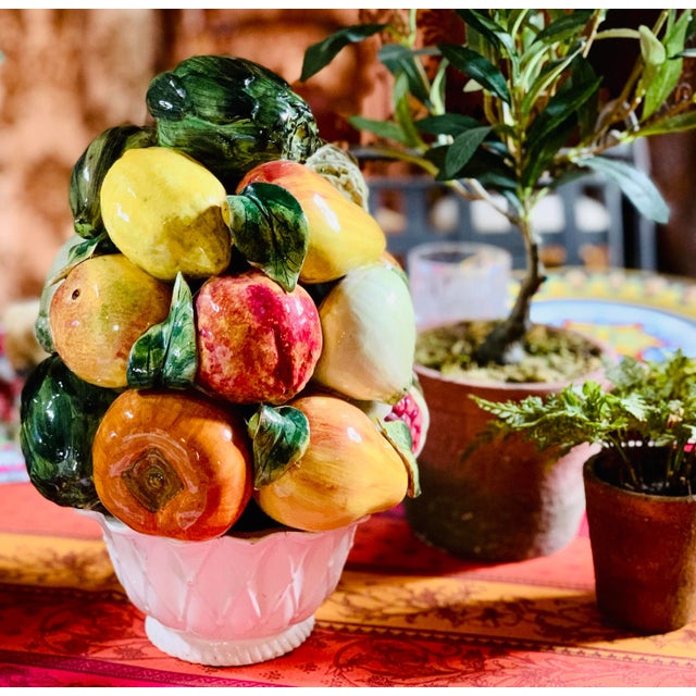 Mid-Century Vintage Italian Ceramic Glazed Fruit Topiary Basket in the Style of Bassano Zortea. In the exact style of...