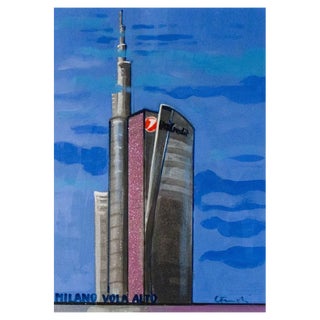 Carlo Massimo Franchi, Milan Flies High, Mixed Media on Opal Acrylic Glass For Sale