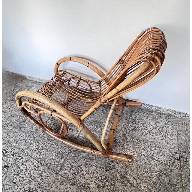 Vintage Boho Rocking Chair in Bamboo by Franco Albini for Veranda or Terrace, Italy, 1950s For Sale - Image 15 of 18