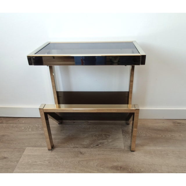Mid-Century Modern Gilded Magazine Rack or Side Table from Belgo Chrom / Dewulf Selection, 1970s For Sale - Image 3 of 14