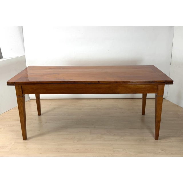Rectangular biedermeier dining table from france, circa 1820, extendable on both sides. beautiful solid cherry wood, hand-...