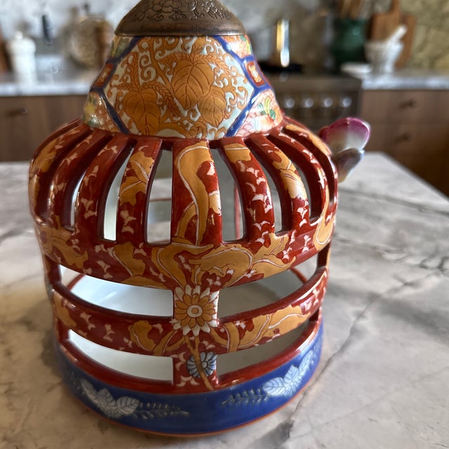 Late 20th Century Chinese Vintage Handmade Red CeramicBirdcage Shape Display Figure For Sale - Image 5 of 9