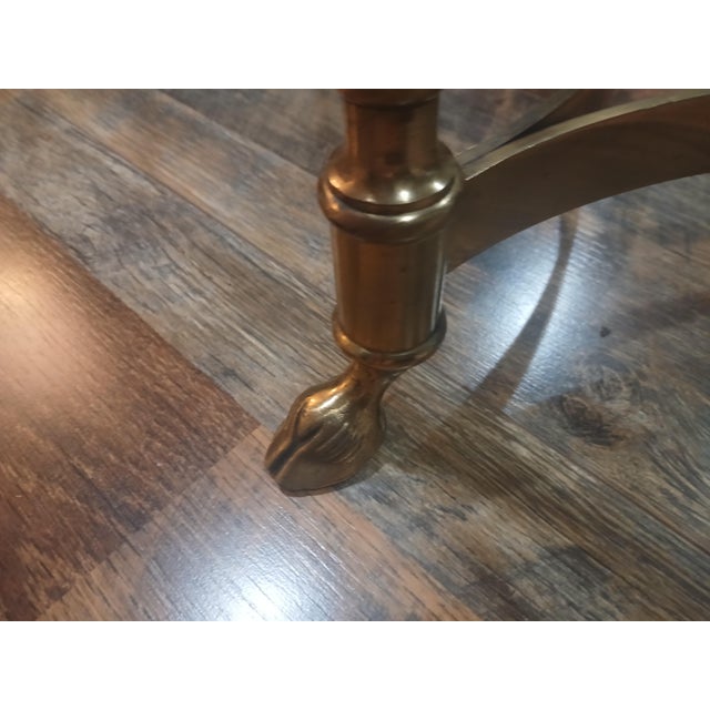 Mid-Century Modern Vintage Horsehoof Hexagonal Brass Glass Coffee Table, in Manner of LaBarge For Sale - Image 3 of 8