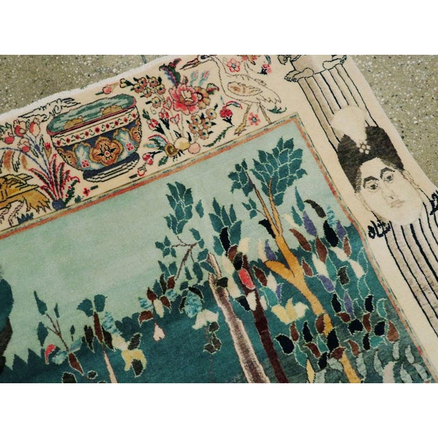 Galerie Shabab Collection Early 20th Century Persian Tabriz Pictorial Rug For Sale In New York - Image 6 of 7