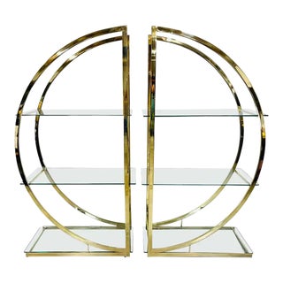 Milo Baughman Style Brass Circle Etagere by Dia For Sale