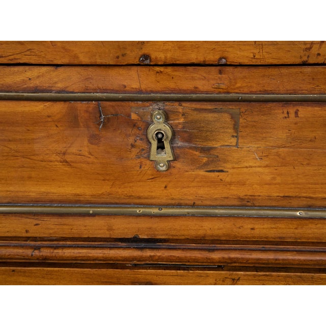 French Directoire Style 19th Century Walnut Commode with Grey Marble Top For Sale - Image 4 of 12