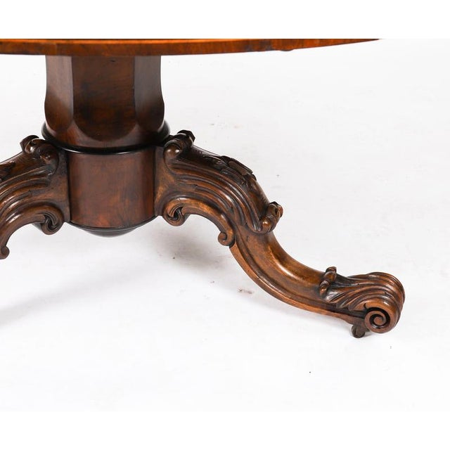 Antique Victorian Burr Walnut and Floral Marquetry Loo Table, 1800s For Sale - Image 14 of 16