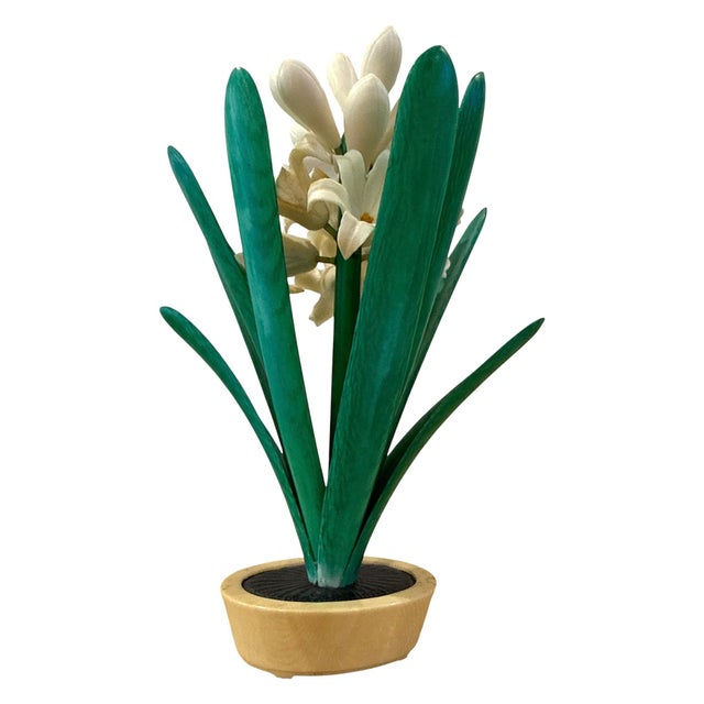 Early 20th Century Carved Polychrome Potted Hyacinth For Sale - Image 5 of 11