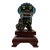 Early 19th Century Chinese Sterling Silver & Enamel Foo Dog Guardian Lion on Wooden Stand For Sale