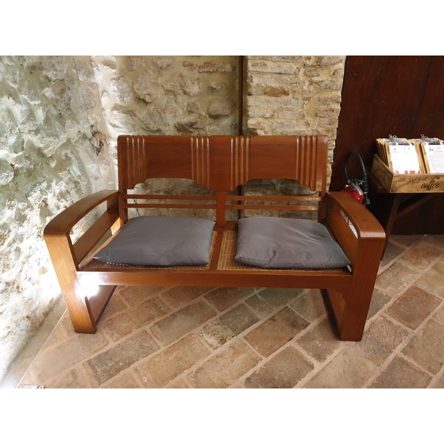 Chestnut & Vienna Straw Living Room Set, Set of 3 For Sale - Image 12 of 17